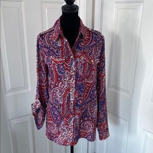 Jones New York Paisley Utility Button-Up Shirt.